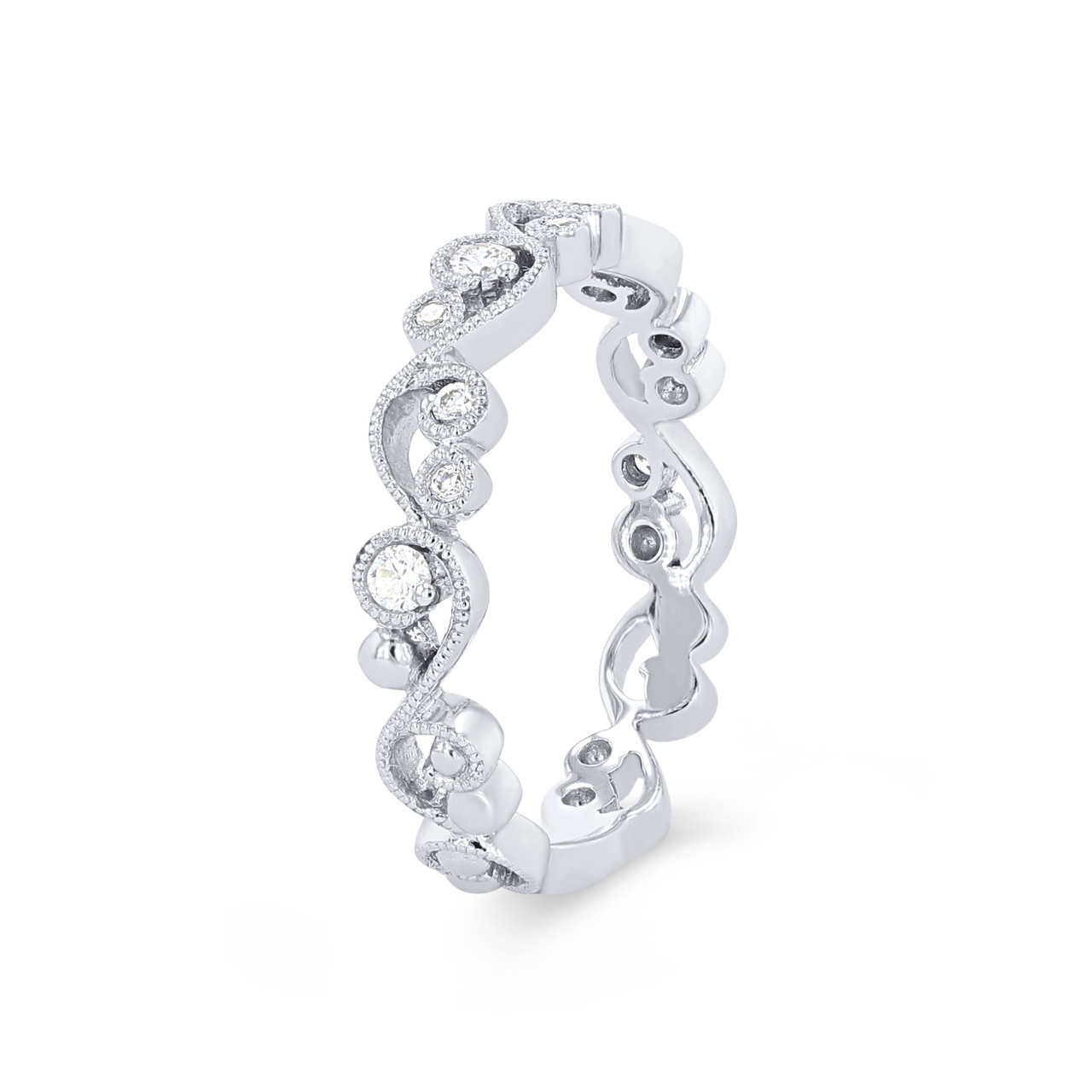 Kirk Kara Angelique Lace Milgrain Diamond Wedding Band 1