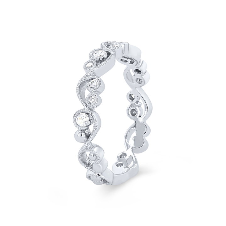 Kirk Kara Angelique Lace Milgrain Diamond Wedding Band In White Gold 14K