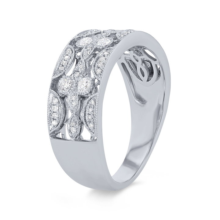 Vintage Inspired Diamond Band In White Gold 14K