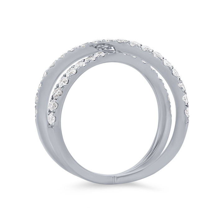 Diamond "X" Design Ring In Solid 14K White Gold