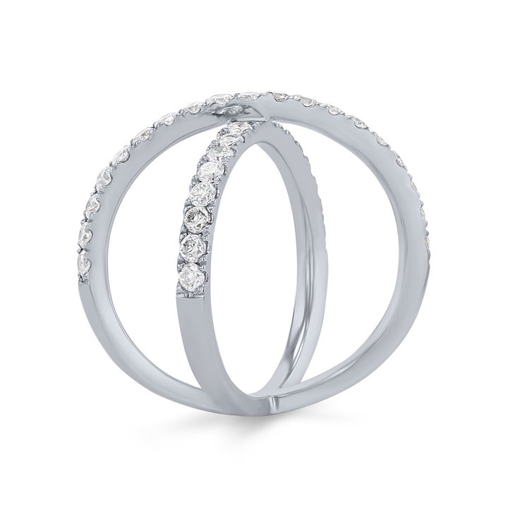 White Gold 14K Diamond "X" Design Ring