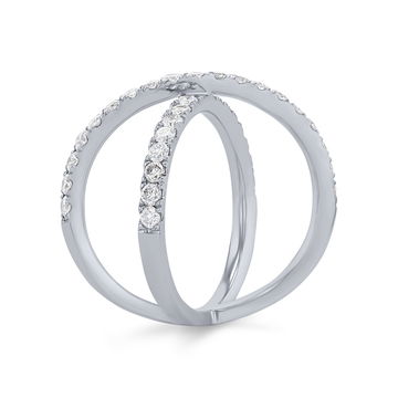 Diamond "X" Design Ring In White Gold 14K