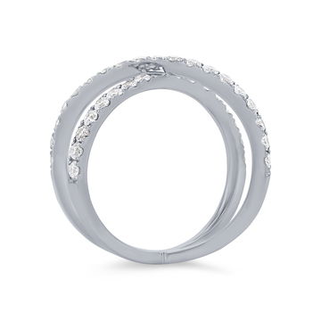 Diamond "X" Design Ring In White Gold 14K
