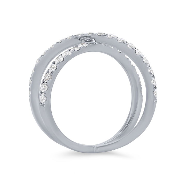 Diamond "X" Design Ring In White Gold 14K