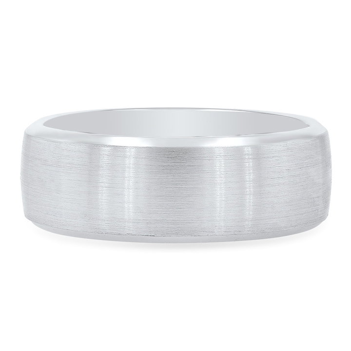 Matte Satin Bevel Edge 8mm Wedding Band In Yellow Gold 14K