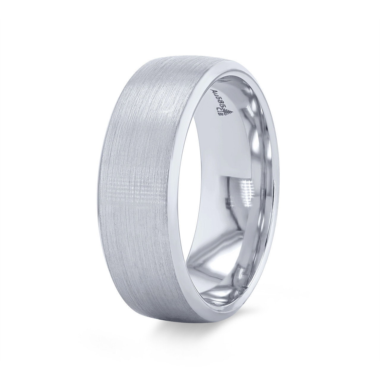 Matte Satin Bevel Edge 8mm Wedding Band 1