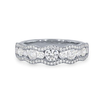 Alternating Wave Diamond Band In White Gold 14K