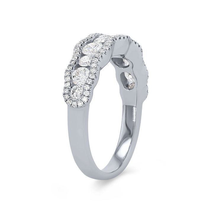 Alternating Wave Diamond Band In White Gold 14K