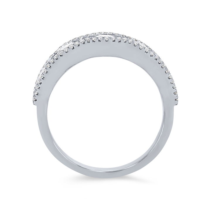 Alternating Wave Diamond Band In White Gold 14K