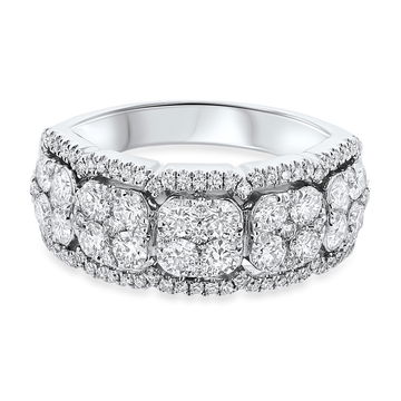 Diamond Cluster Fashion Ring In White Gold 14K