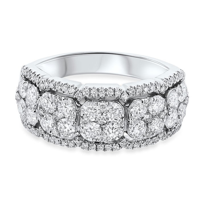 Diamond Cluster Fashion Ring In White Gold 14K
