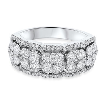Diamond Cluster Fashion Ring In White Gold 14K