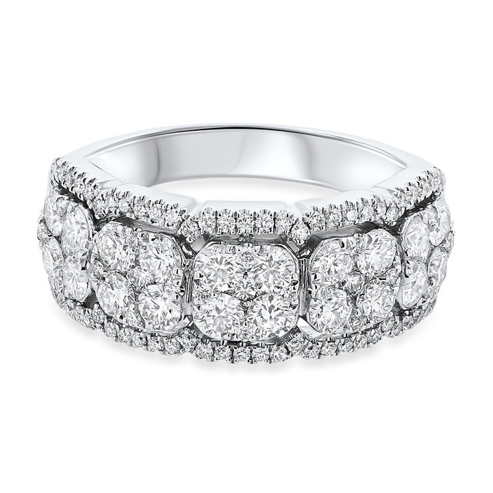 Diamond Cluster Fashion Ring In White Gold 14K