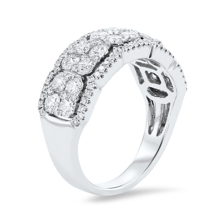 Diamond Cluster Fashion Ring In White Gold 14K
