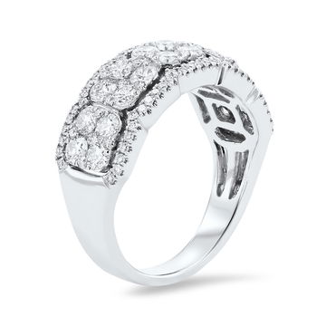Diamond Cluster Fashion Ring In White Gold 14K