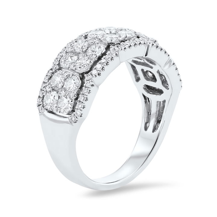 White Gold 14K Diamond Cluster Fashion Ring