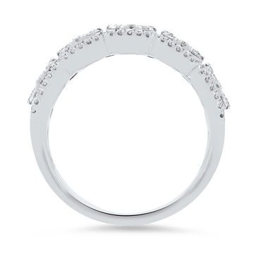Diamond Cluster Fashion Ring In White Gold 14K