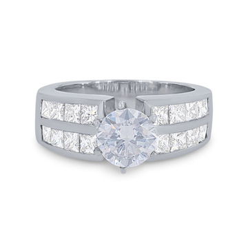 Two Row Channel Princess Diamond Engagement Setting