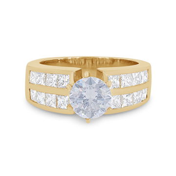 Two Row Channel Princess Diamond Engagement Setting