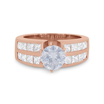 Two Row Channel Princess Diamond Engagement Setting