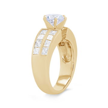 Two Row Channel Princess Diamond Engagement Setting