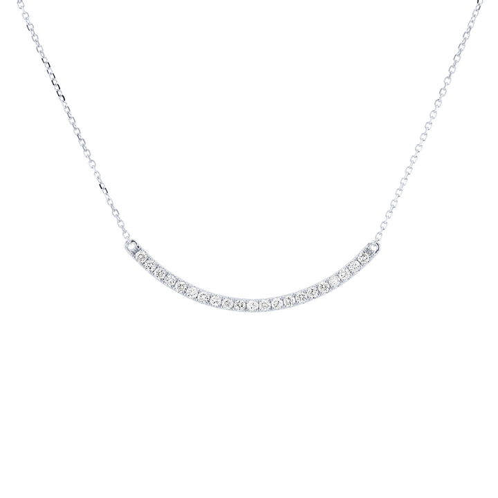 White Gold 14K Diamond Curved Bar Pendant