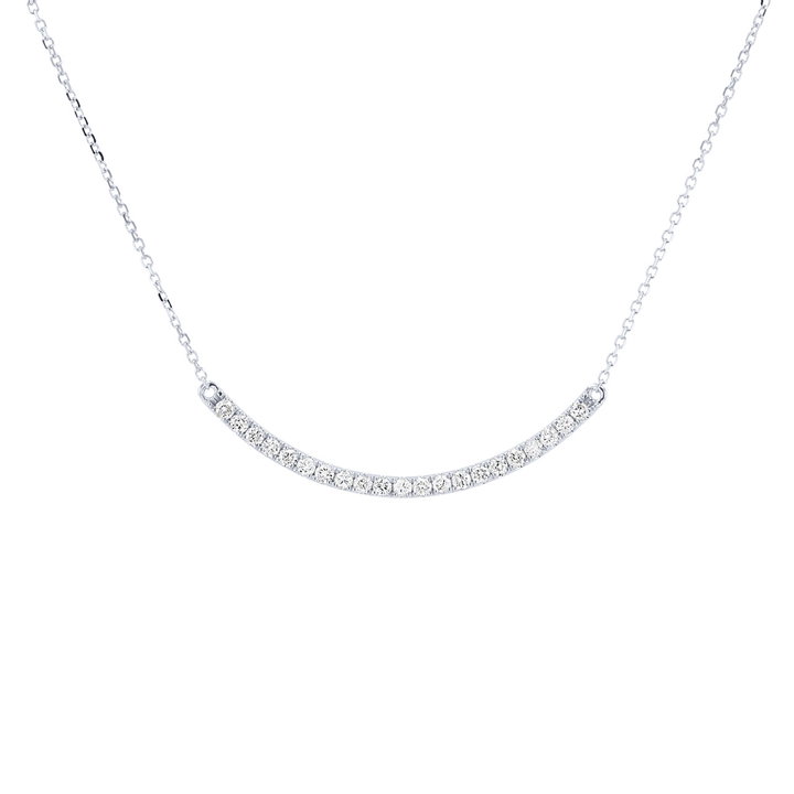 Diamond Curved Bar Pendant In White Gold 14K