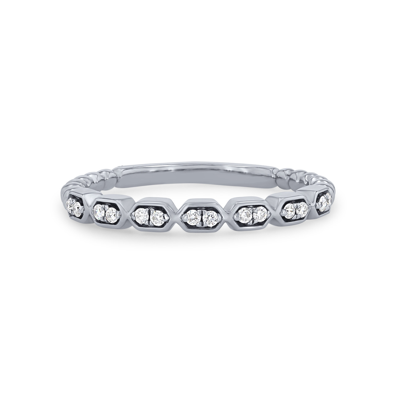 Geometric Beaded Diamond Wedding Band