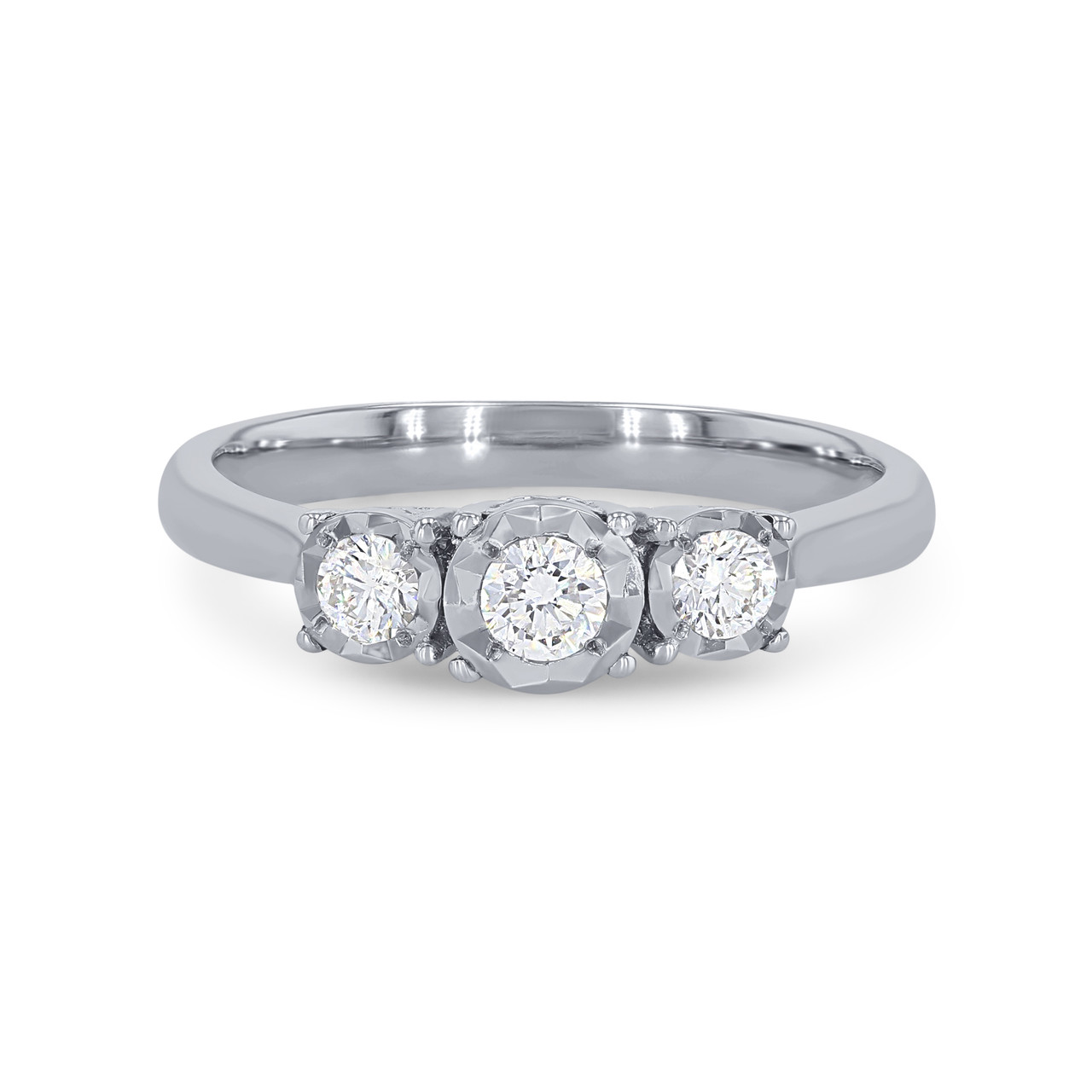Three Stone Diamond Illusion Ring