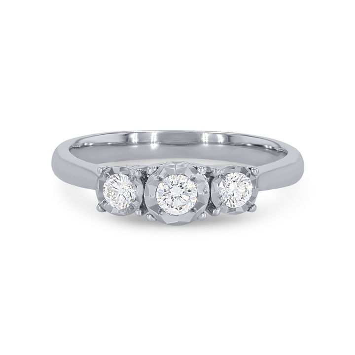 White Gold 14K Three-Stone Diamond Illusion Ring