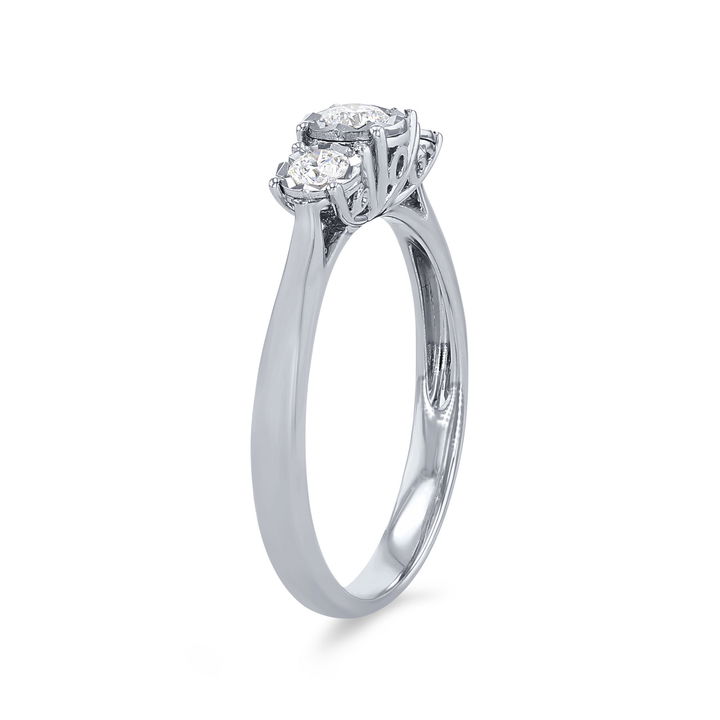 White Gold 14K Three-Stone Diamond Illusion Ring