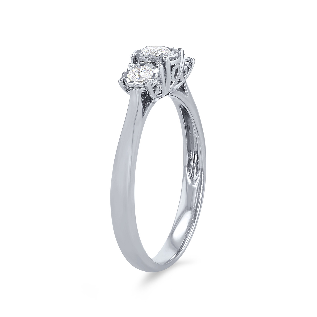 Three Stone Diamond Illusion Ring