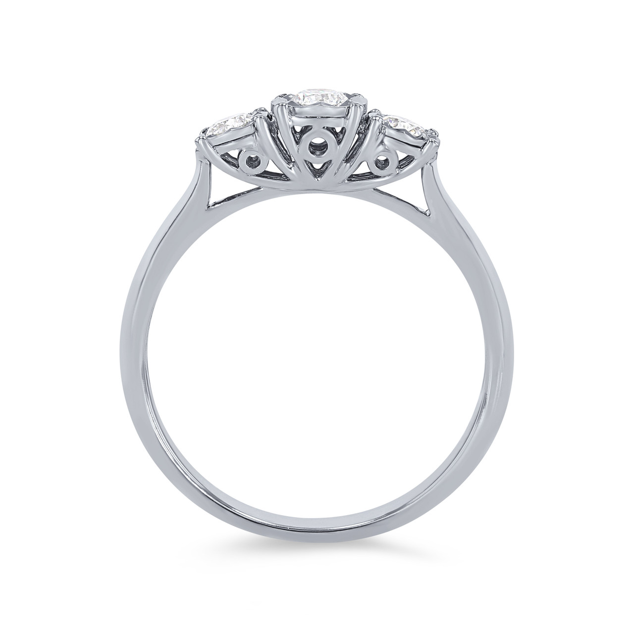 Three Stone Diamond Illusion Ring