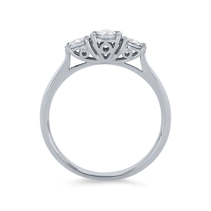 White Gold 14K Three-Stone Diamond Illusion Ring