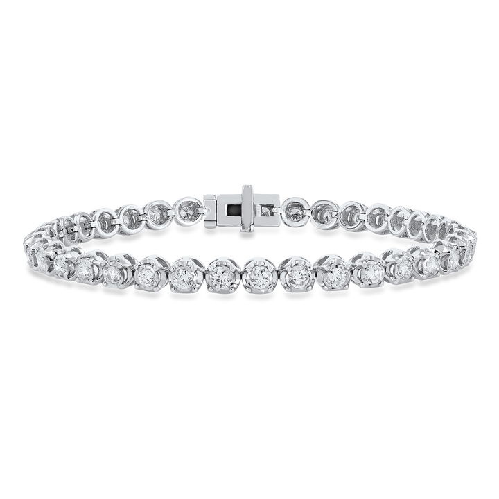 Circular Illusion Diamond Tennis Bracelet In White Gold 14K