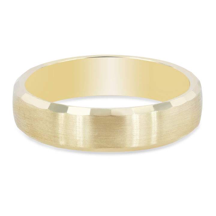 Yellow Gold 14K Diamond Cut Edge 5.5mm Wedding Band
