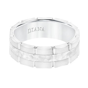 Brick Hammered Wedding Band In White Gold 14K