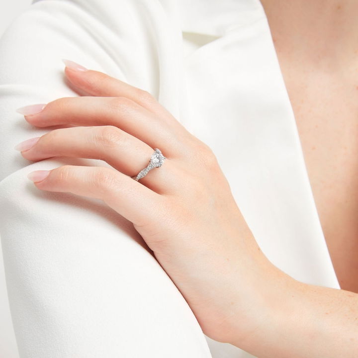 White Gold 14K Twist Full Diamond Engagement Setting by Diamonds Direct Designs