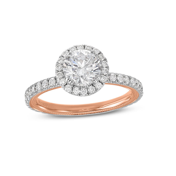 Verragio Tradition Round Halo Engagement Setting In Rose Gold/white Gold 14K