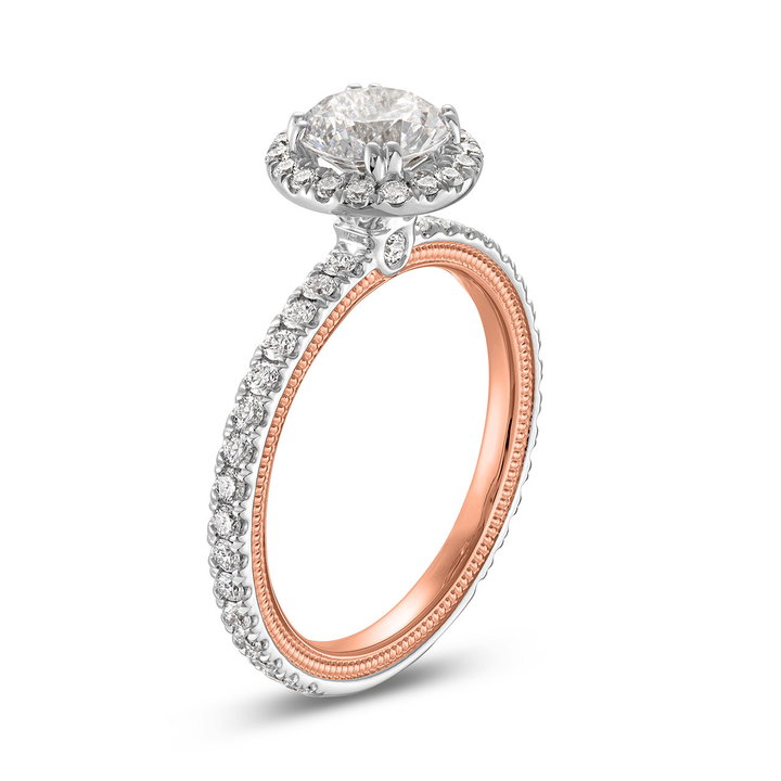 Verragio Tradition Round Halo Engagement Setting In Rose Gold/white Gold 14K