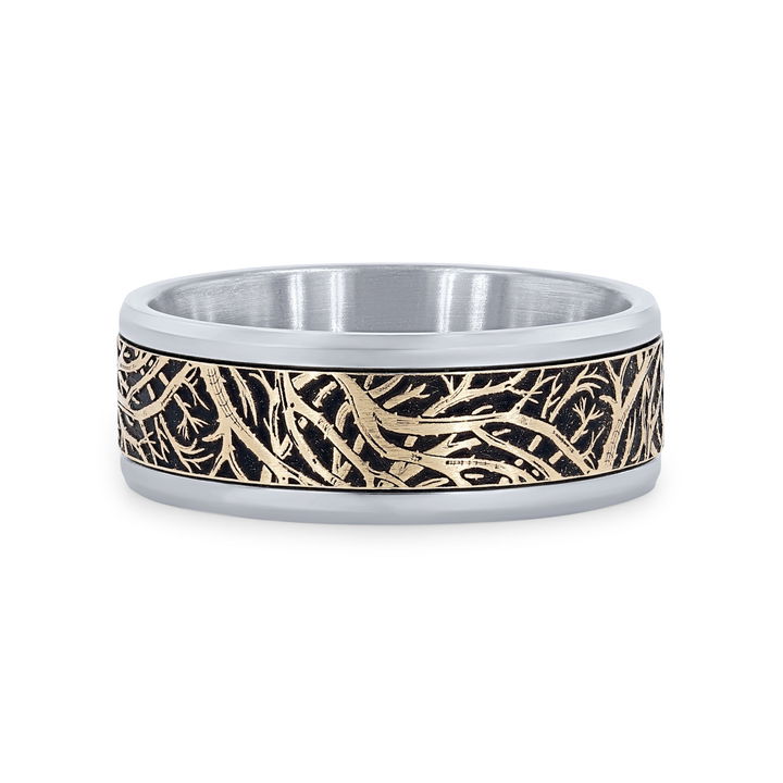 White Gold 14K Enchanted Forest 8mm Wedding Band