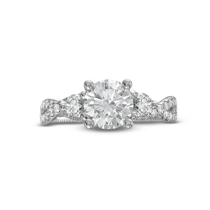 White Gold 14K Verragio Renaissance Three Stone Twist Engagement Setting