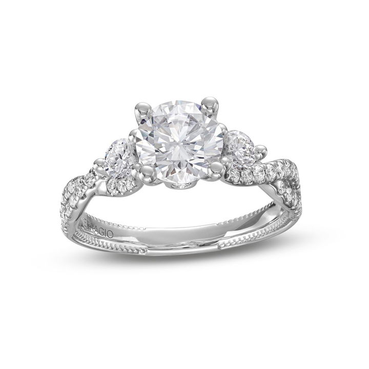 White Gold 14K Verragio Renaissance Three Stone Twist Engagement Setting