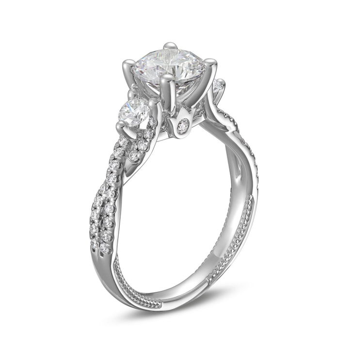 White Gold 14K Verragio Renaissance Three Stone Twist Engagement Setting