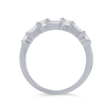 Two Row Bar Set Diamond Wedding Band In White Gold 14K