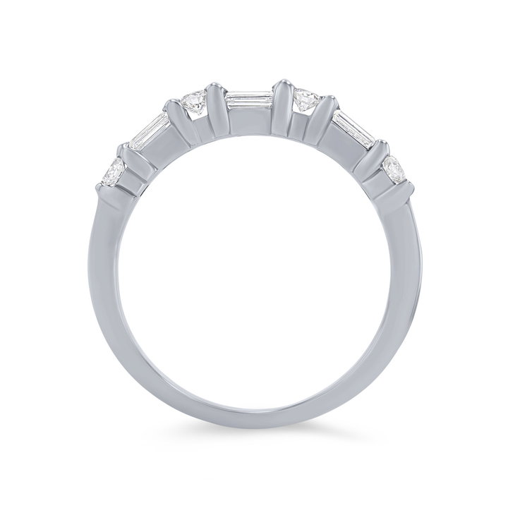 Two Row Bar Set Diamond Wedding Band In White Gold 14K