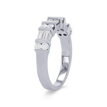 Two Row Bar Set Diamond Wedding Band In White Gold 14K