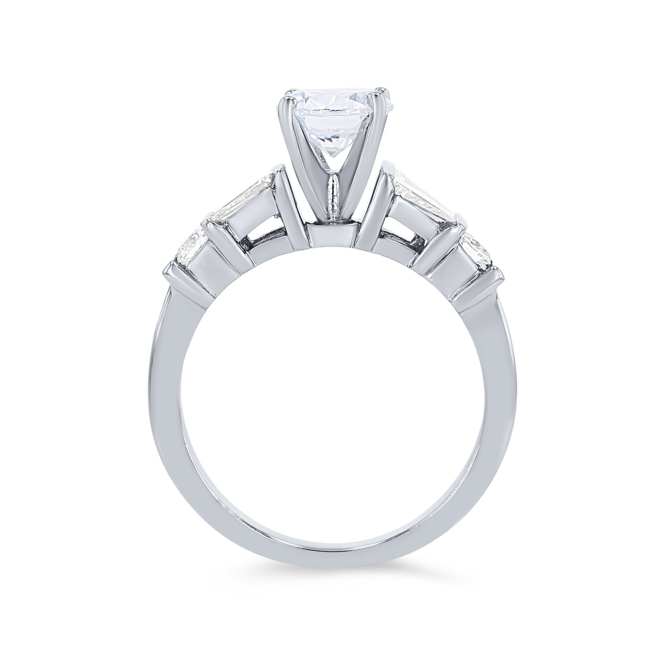 Round and Baguette Diamond Bar Set Engagement Setting
