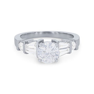 Round and Baguette Diamond Bar Set Engagement Setting
