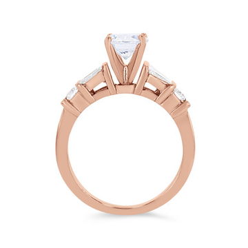 Round and Baguette Diamond Bar Set Engagement Setting